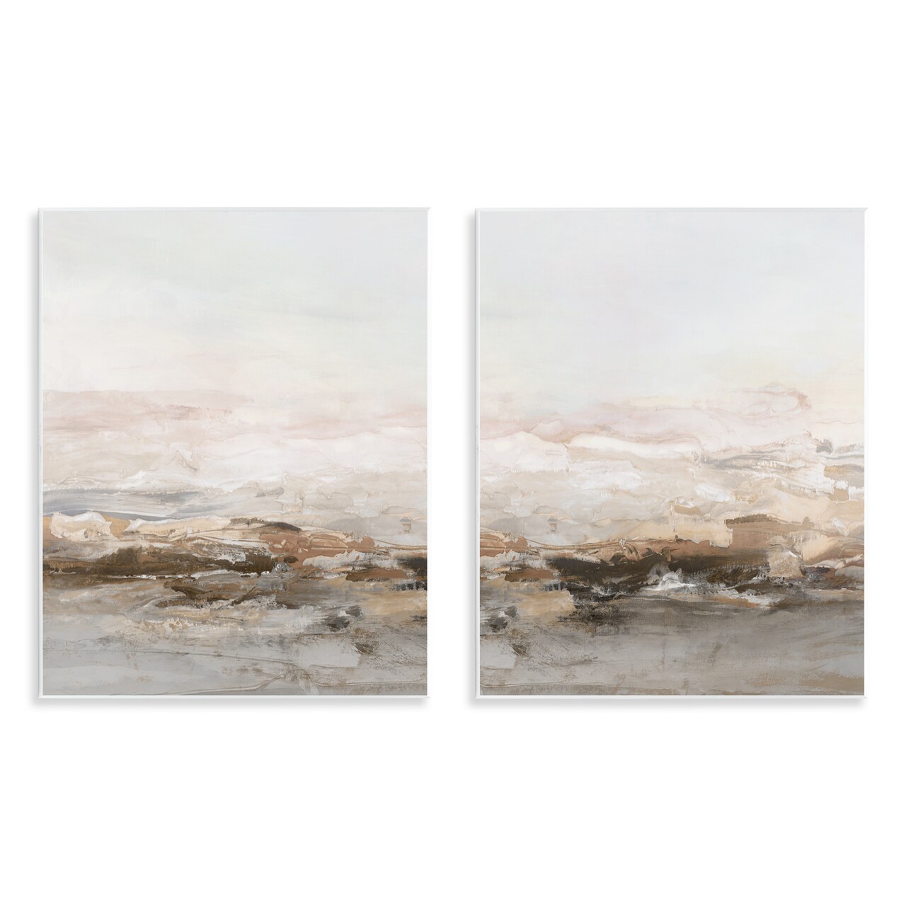 Stupell Industries Muted Horizon Neutral Tones 2 Piece Wall Plaque Art Set, design by Hazel J.